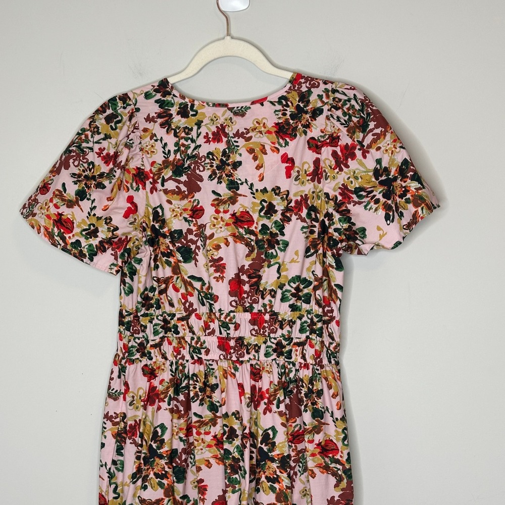 Anthropologie Women's Somerset Pink Floral Midi‎ Dress Size Small Tiered - Picture 11 of 13
